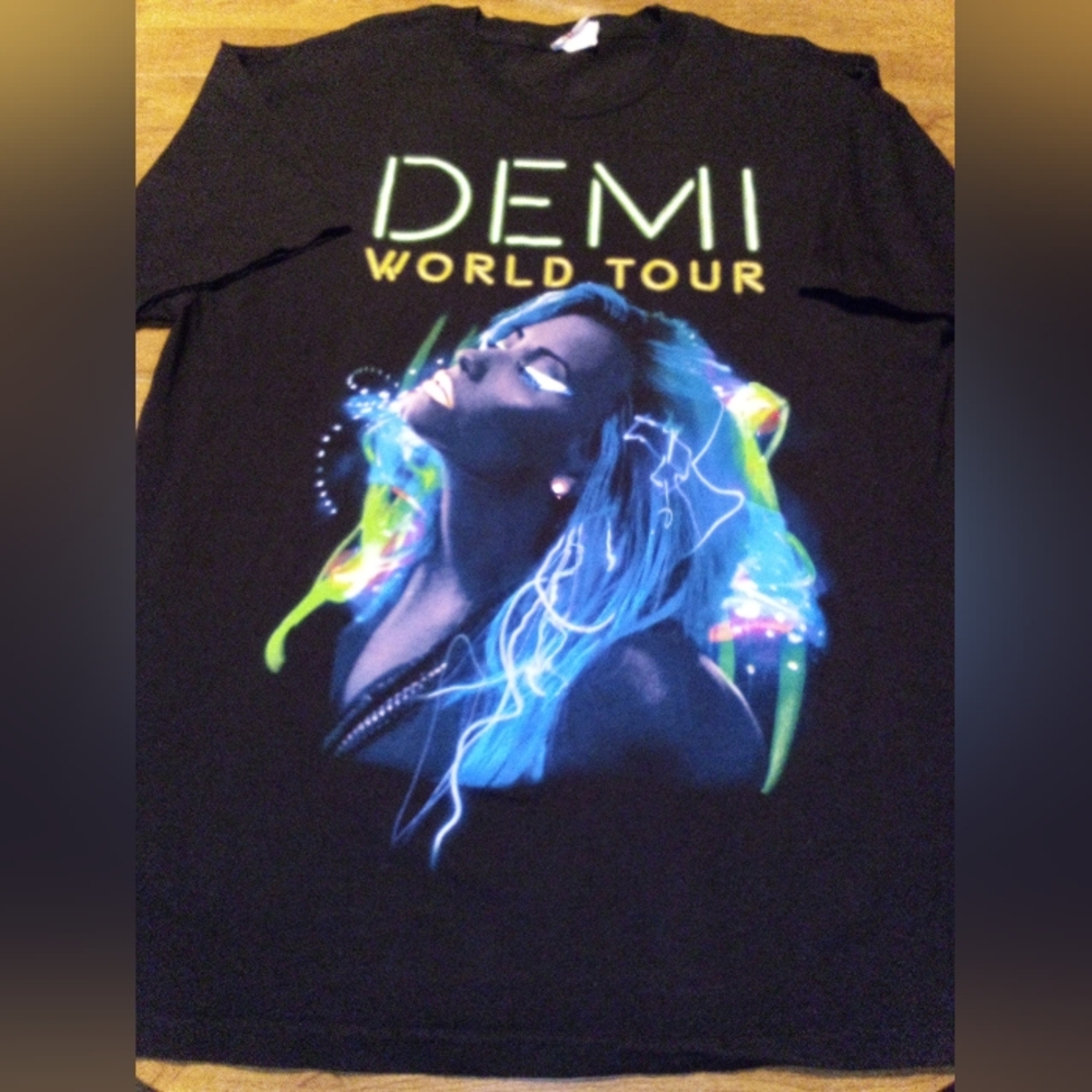 Demi Lovato Neon Lights 2014 World Tour Black XL Womens TShirt With F And B Des.